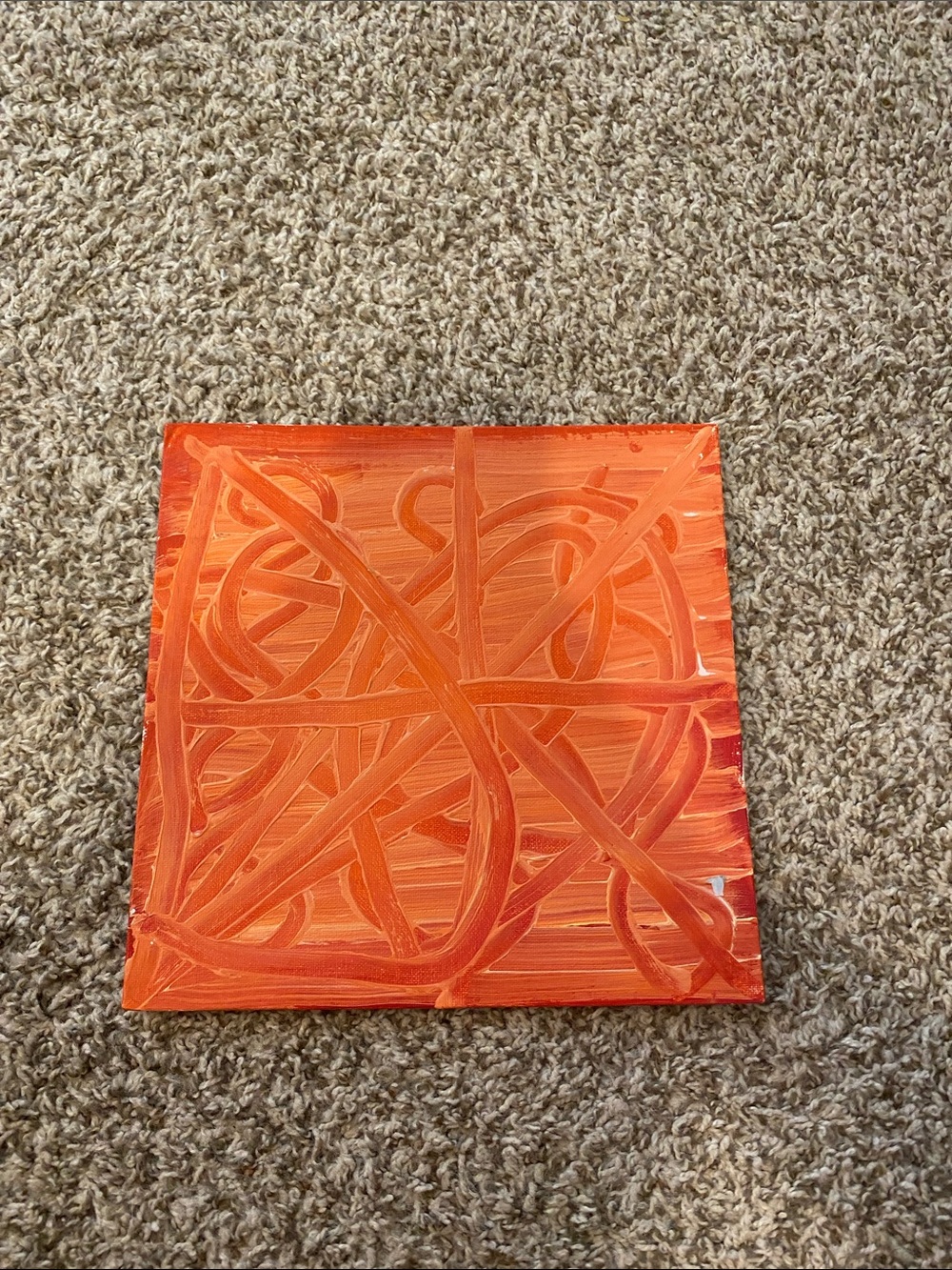 Vibrant Orange Abstract Home Art Painting by